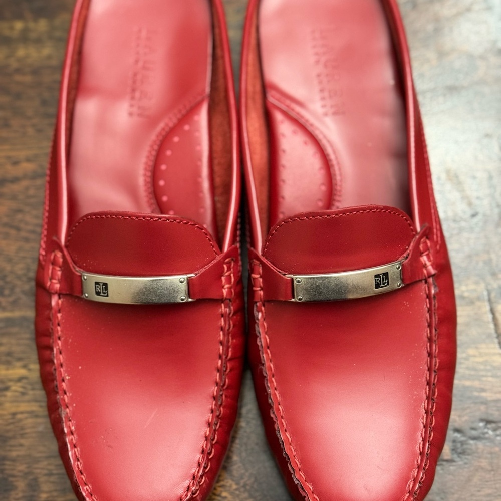 Ralph Lauren Red Loafers with Silver Detail